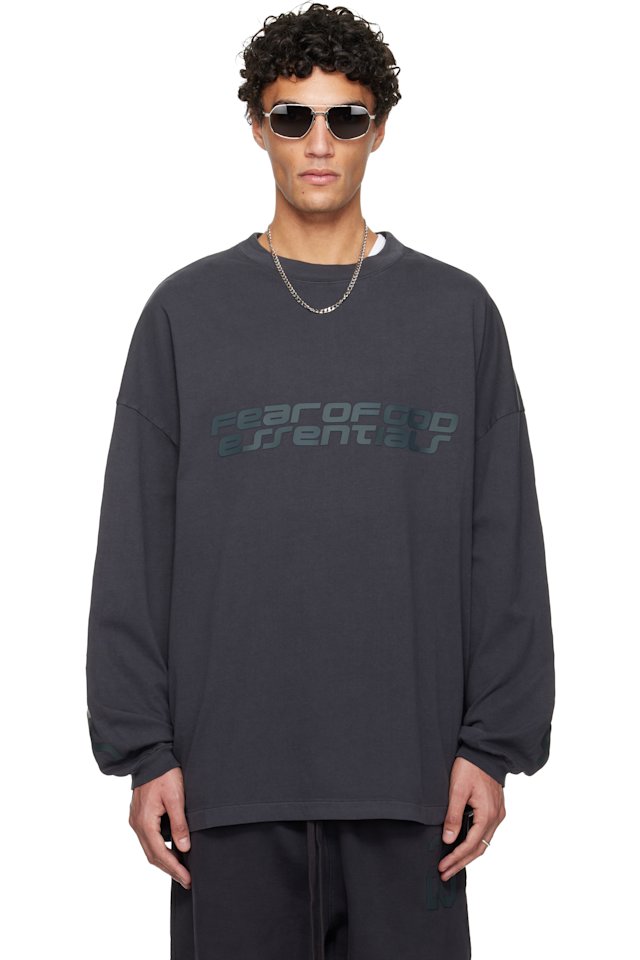 Fear of God ESSENTIALS — Gray Holiday 90s Long Sleeve T-shirt