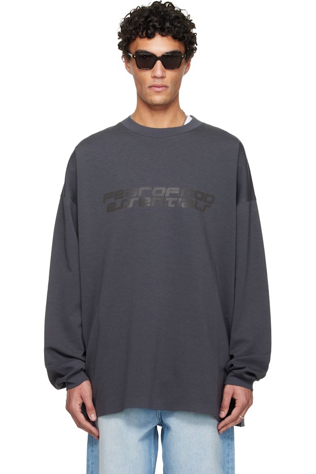 Fear of God ESSENTIALS — Gray Holiday 90s Long Sleeve T-shirt
