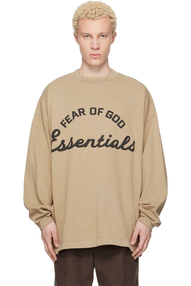 Fear of God ESSENTIALS — Beige Training 90s Long Sleeve T-shirt