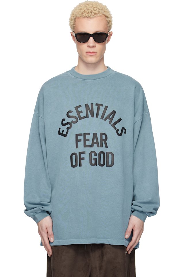 Fear of God ESSENTIALS — Blue Campus 90s Long Sleeve T-shirt