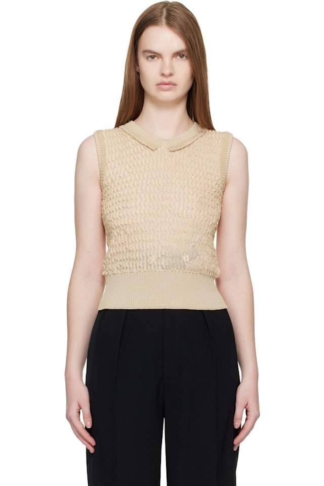 Maison Margiela — Pink & Beige Scalloped Vest