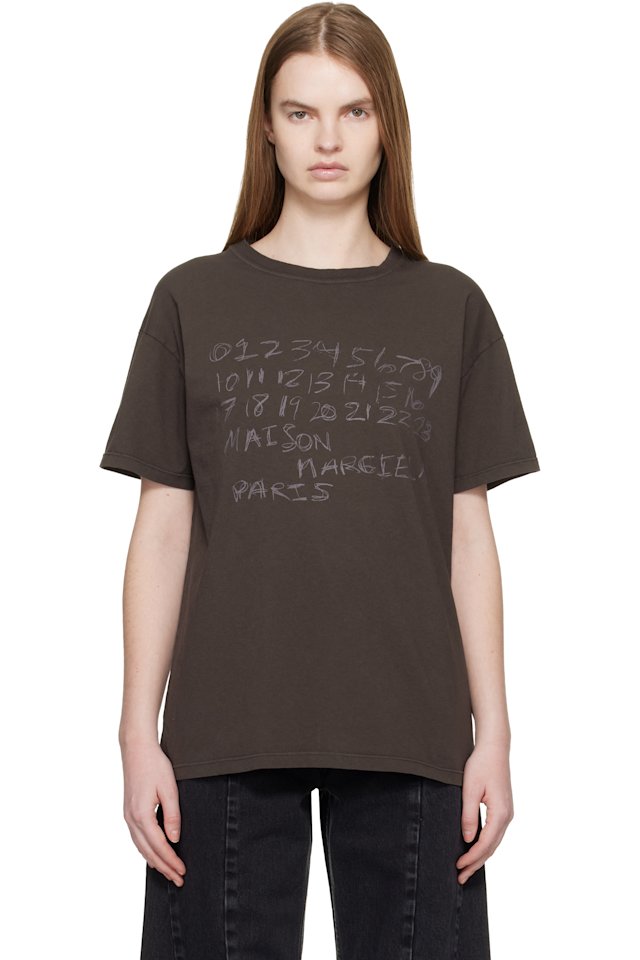 Maison Margiela — Brown Numerical Cotton T-shirt