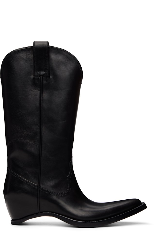 Maison Margiela — Black Heel-Less Western Boots