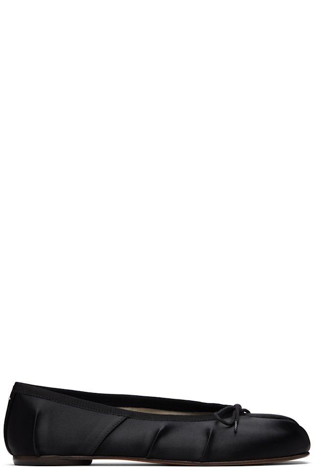 Maison Margiela — Black Tabi Satin Ballerina Flats