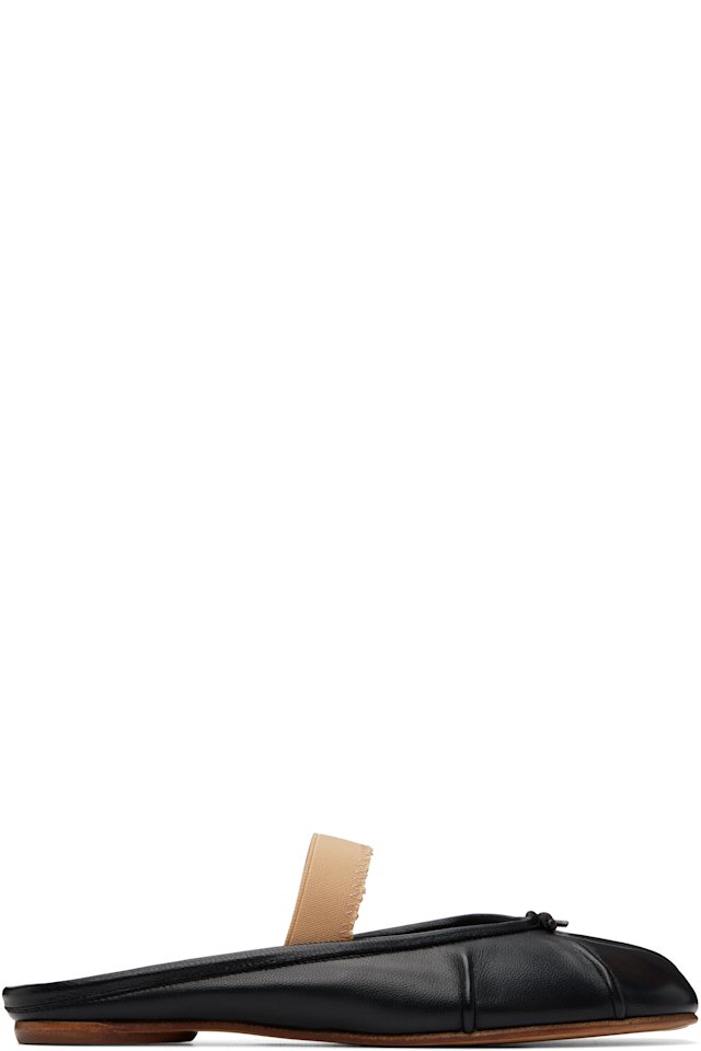Maison Margiela — Black Tabi Elastic Band Mule Flats