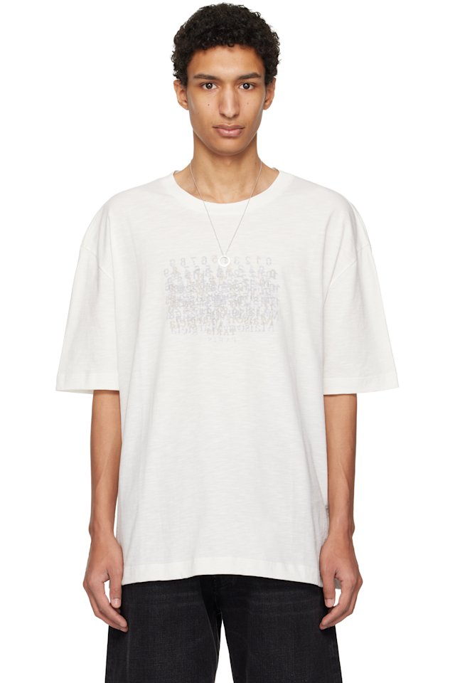 Maison Margiela — Off-White Embroidered Logo T-shirt