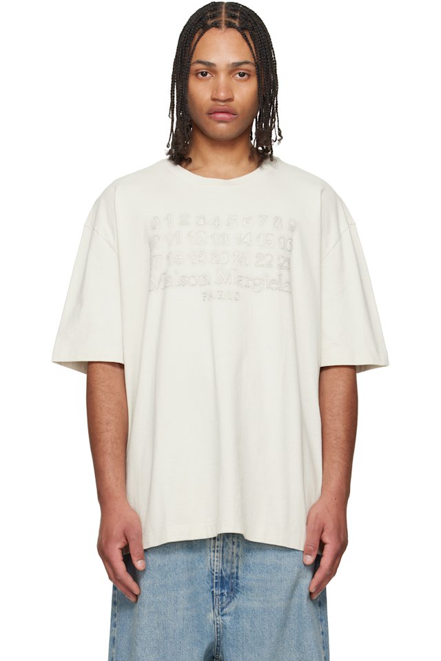 Maison Margiela — Off-White Embroidered Logo T-shirt