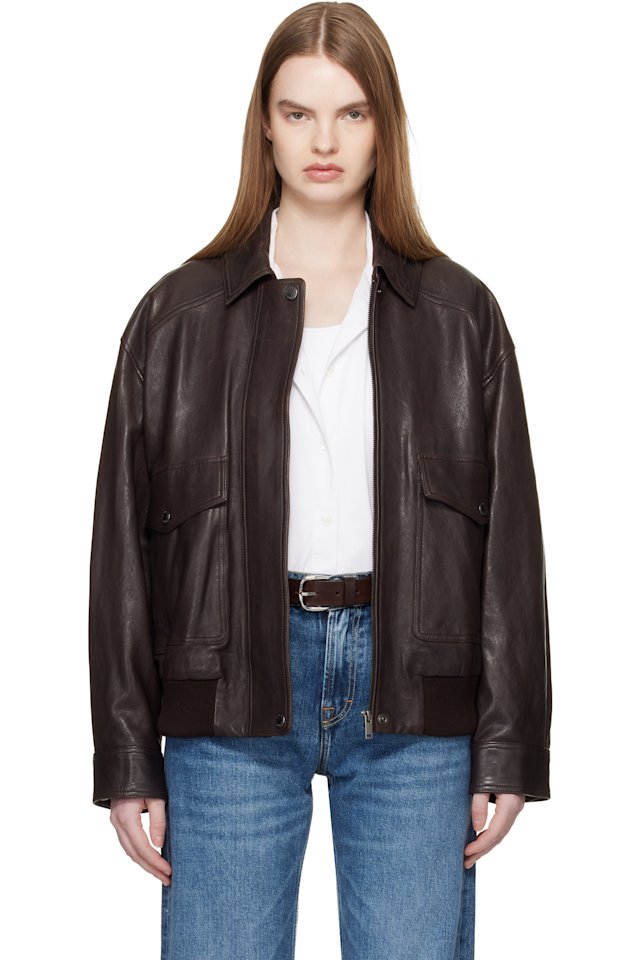 Weekend Max Mara — Brown Gigante Leather Jacket