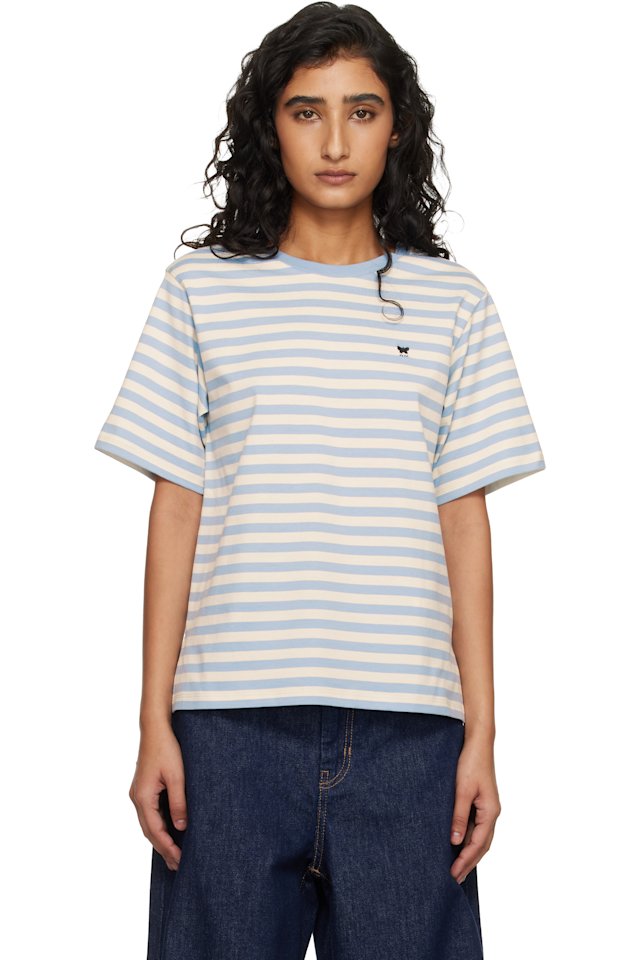 Weekend Max Mara — Blue & Off-White Wkdvenaco T-shirt