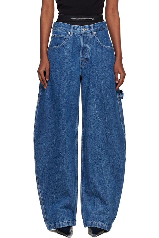 Alexander Wang — Blue Pre-Styled Mid-Rise Oversized Jeans