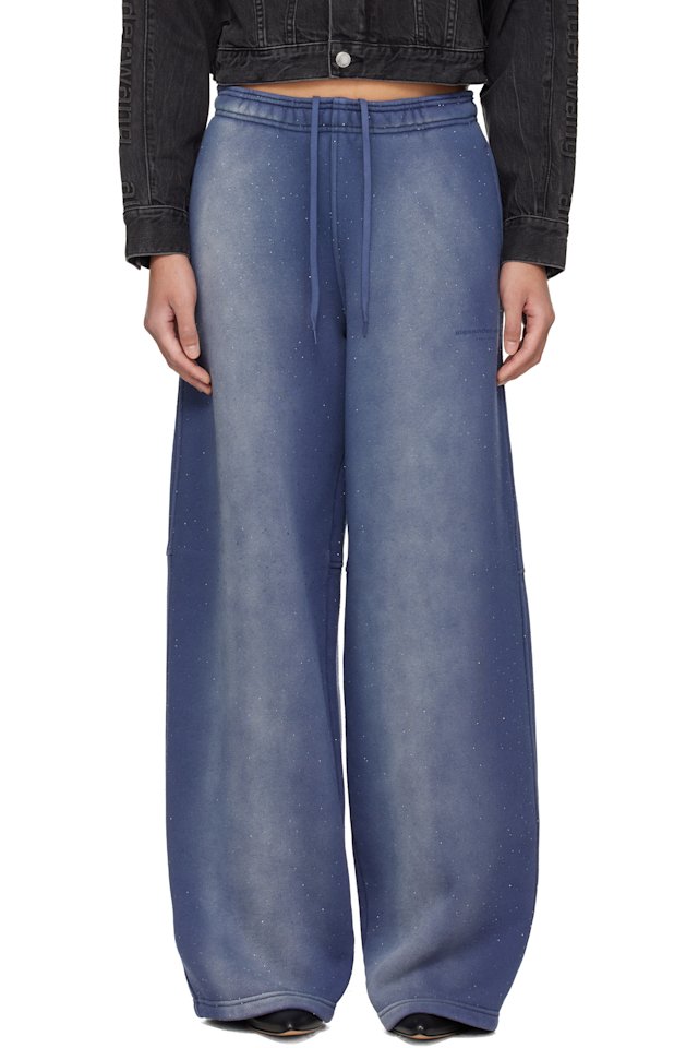 Alexander Wang — Navy Allover Hotfix Mid-Rise Sweatpants