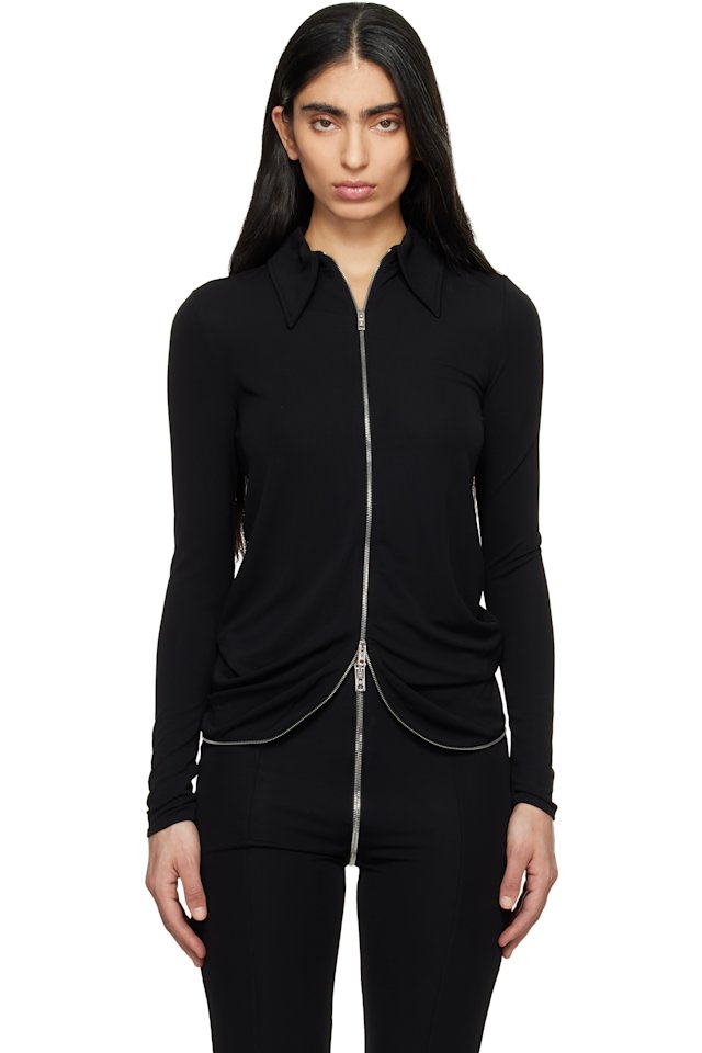 Alexander Wang — Black Draped Back Zip Shirt