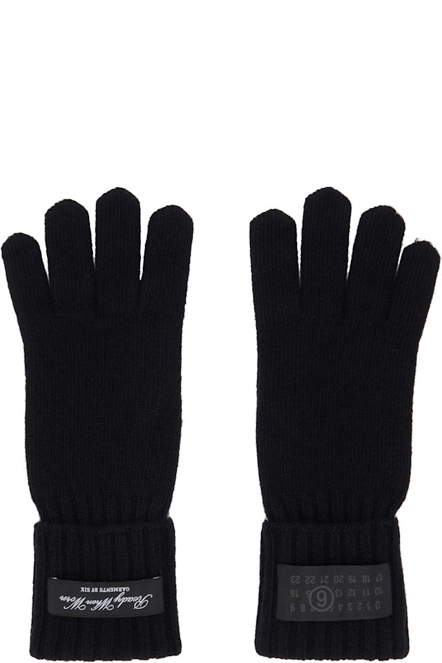 MM6 Maison Margiela — Black Wool-Blend Knit Gloves