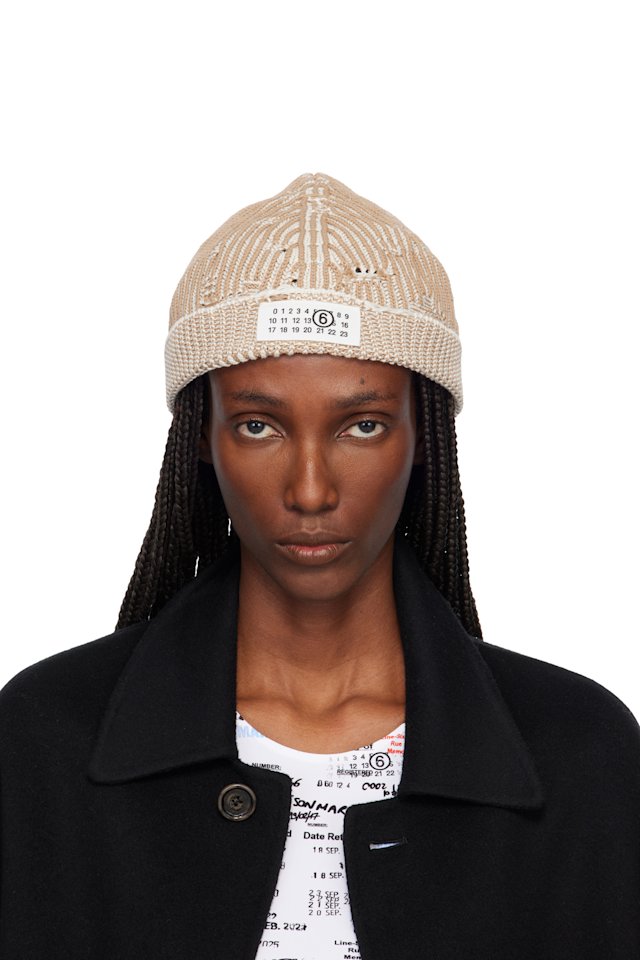 MM6 Maison Margiela — Beige Amended Optical Ribs Beanie