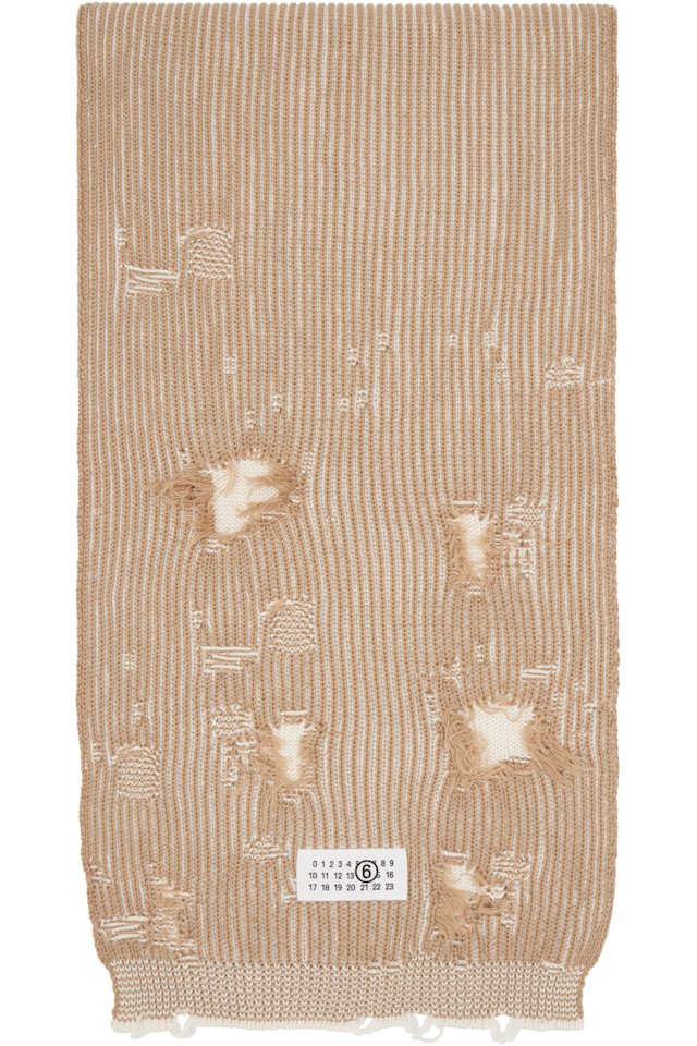 MM6 Maison Margiela — Tan & White Amended Optical Ribs Scarf