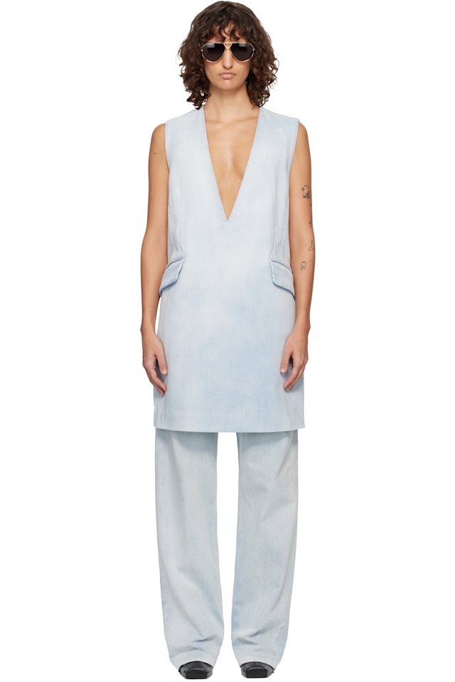 MM6 Maison Margiela — Blue Flap Pocket Denim Minidress