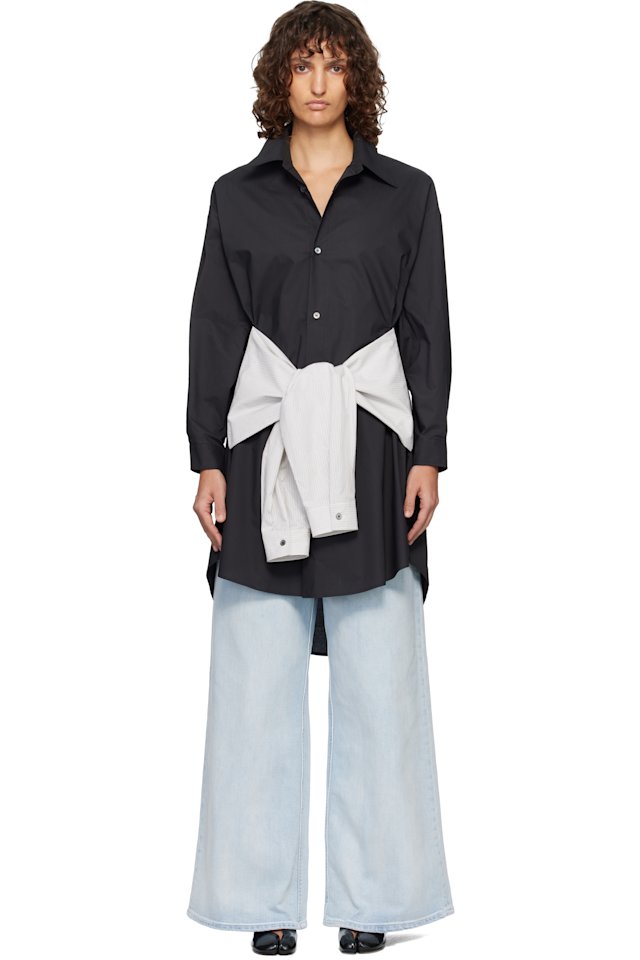 MM6 Maison Margiela — Black Multi Wear Cotton Poplin Minidress