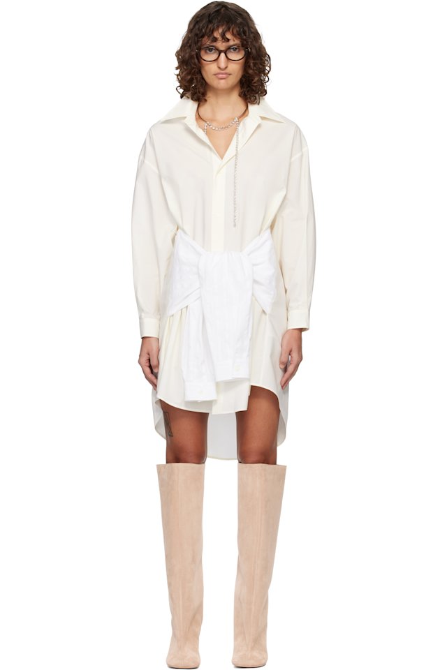 MM6 Maison Margiela — Off-White Multi Wear Cotton Poplin Minidress