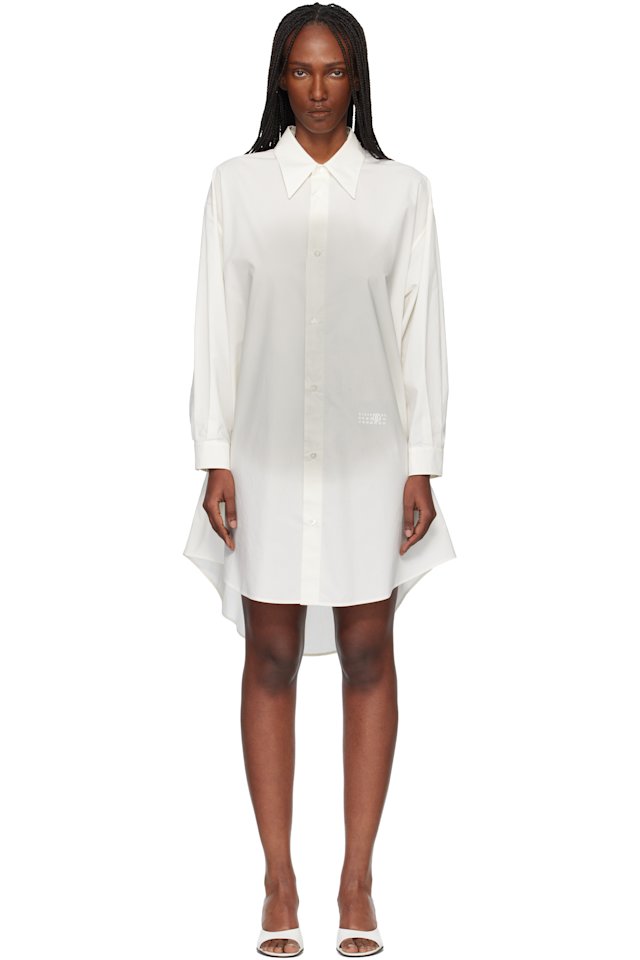 MM6 Maison Margiela — Off-White Cotton Poplin Minidress