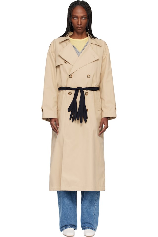 MM6 Maison Margiela — Beige Gloves Cotton Trench Coat