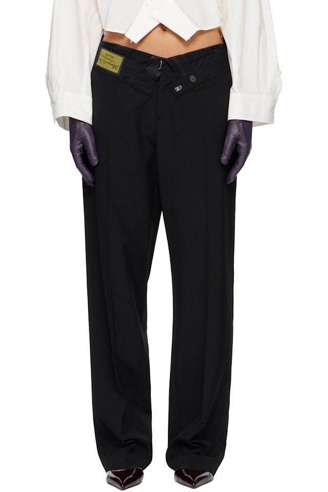 MM6 Maison Margiela — Black Reverse Waistband Trousers