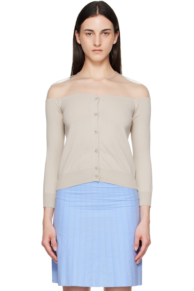 MM6 Maison Margiela — Beige Knit Cardigan