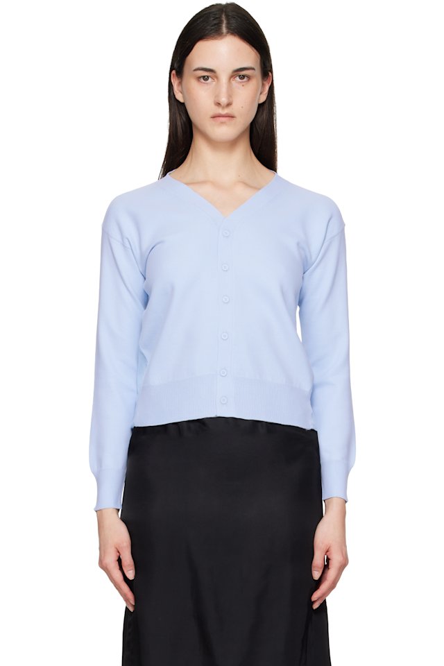 MM6 Maison Margiela — Blue Chiffon Overlay Cardigan