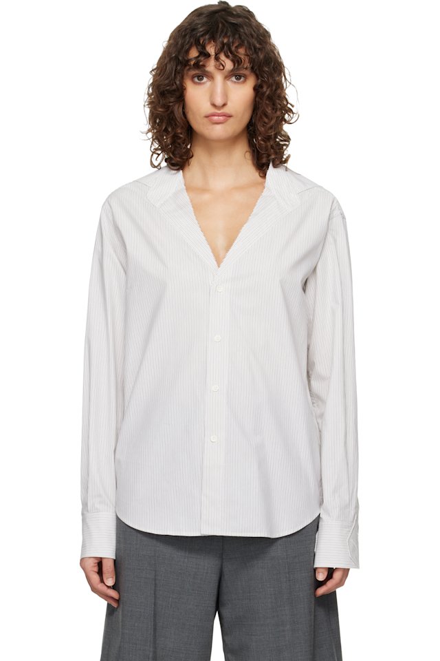 MM6 Maison Margiela — Off-White & Gray Striped Shirt