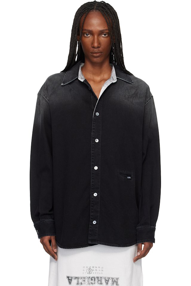 MM6 Maison Margiela — Black Long-Sleeved Denim Shirt