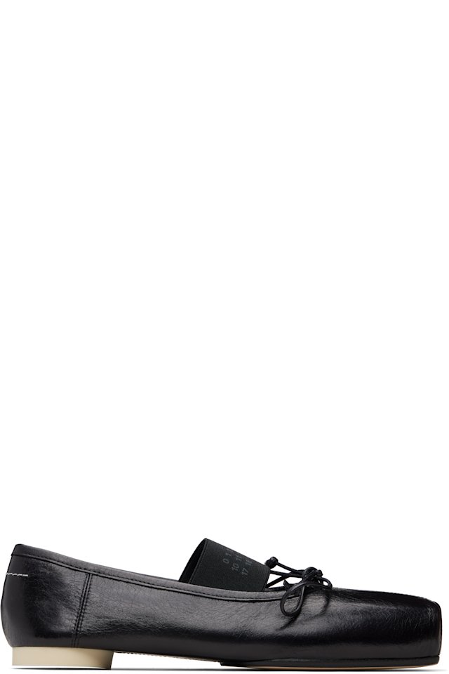 MM6 Maison Margiela — Black Numeric Square-Toe Ballerina Flats