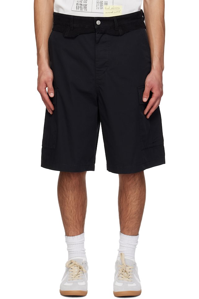 MM6 Maison Margiela — Black Raw Edge Cargo Shorts