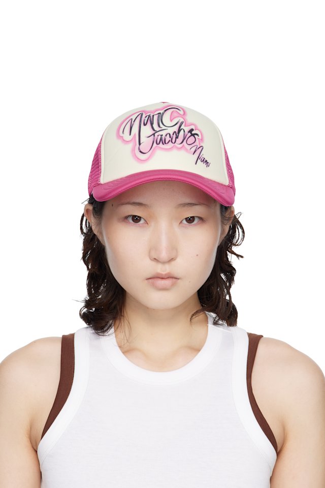 Marc Jacobs — SSENSE Exclusive White & Pink 'The Miami' City Trucker Cap