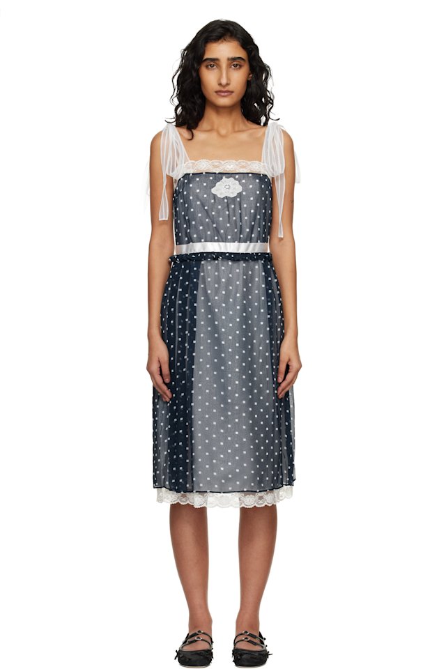 Marc Jacobs — Navy Ribbon Strap Chiffon Midi Dress