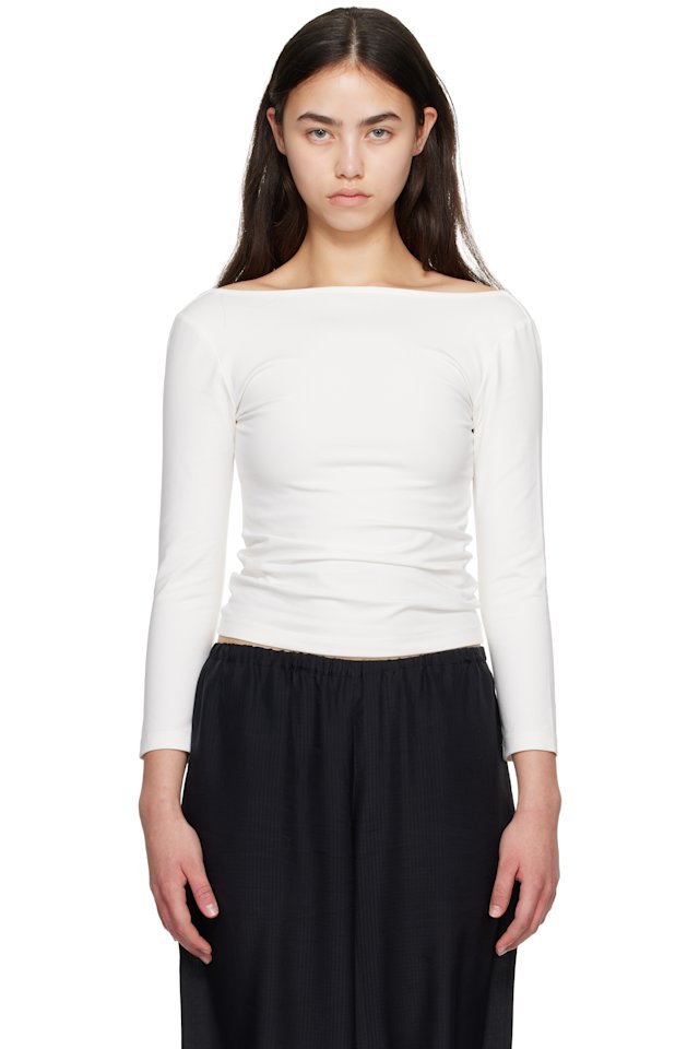 St. Agni — White Soft Jersey Ballerina Long Sleeve T-shirt