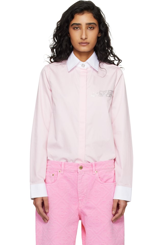 Casablanca — Pink Crystal Logo Shirt