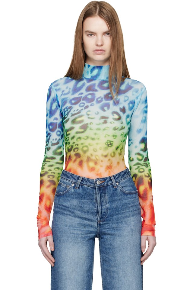 Casablanca — Multicolor Long Sleeve Printed Mesh T-shirt