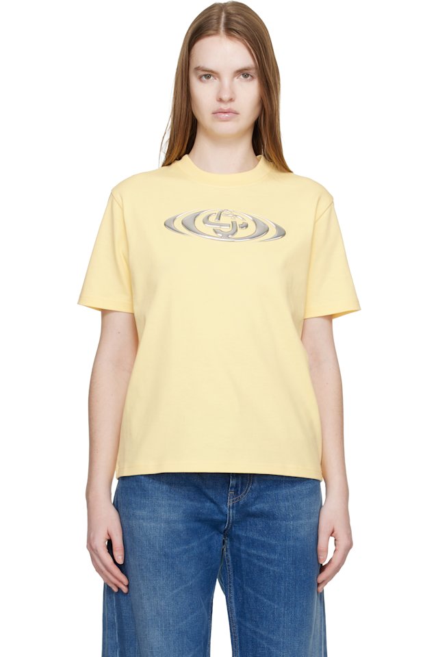 Casablanca — Yellow Warped Logo Corrosion T-shirt