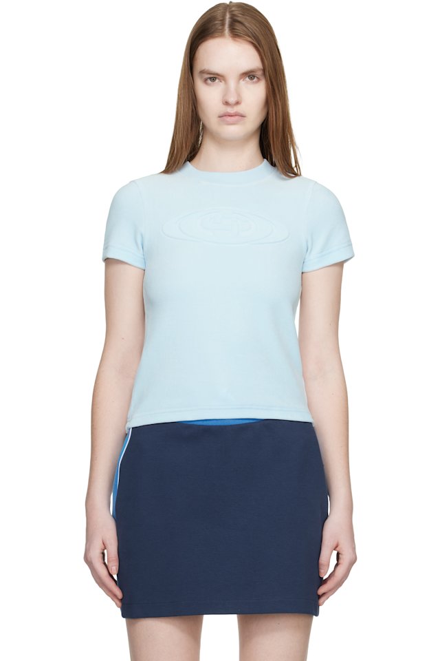Casablanca — Blue Velour Short Sleeve T‑shirt
