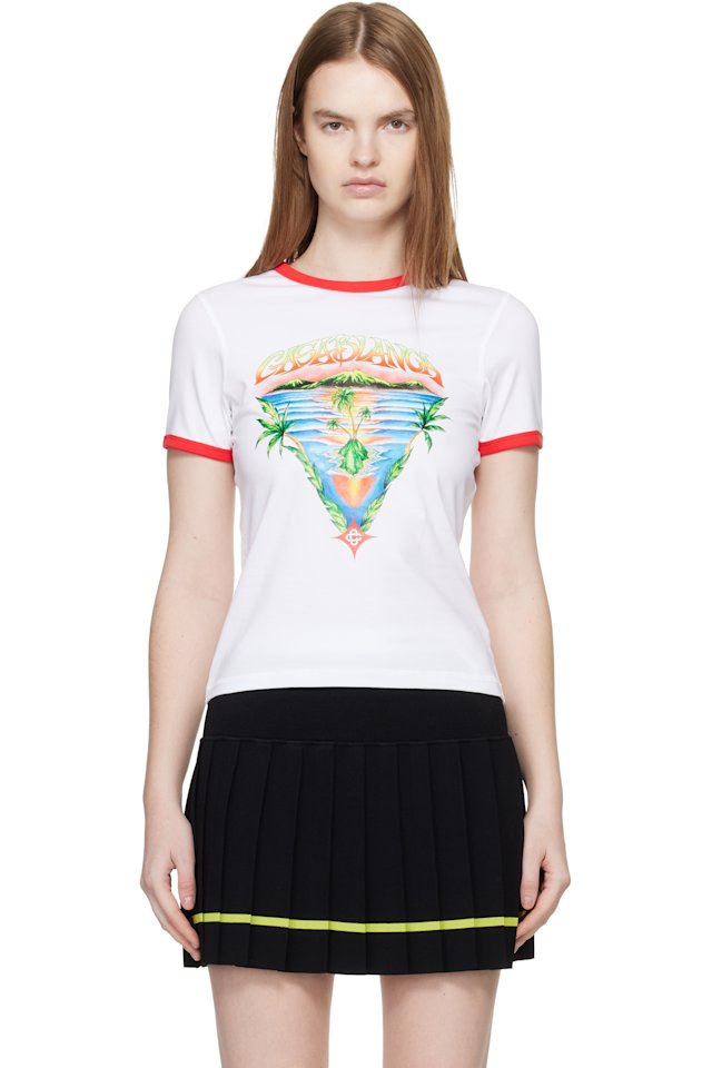 Casablanca — White Innocence Triangle Longline Ringer T-shirt