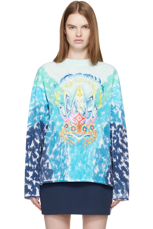 Casablanca — Blue Surf Lotus Tie Dye Long Sleeve T-shirt