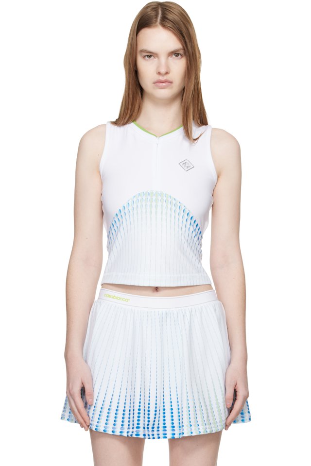 Casablanca — White Tennis Printed Racer Top