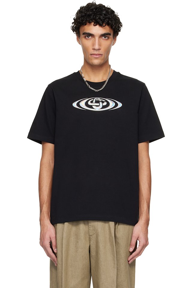 Casablanca — Black Warped Logo Short Sleeve T‑shirt
