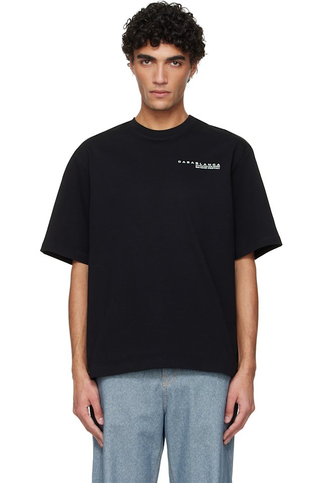 Casablanca — Black Glitch Orchid Oversized Short Sleeve T‑shirt