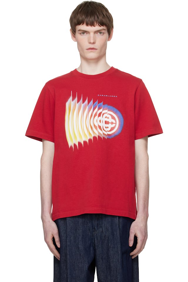 Casablanca — Red Shockwave Short Sleeve T‑shirt