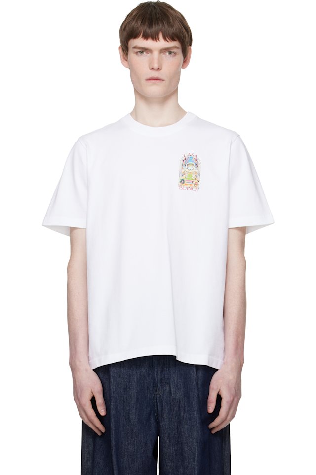 Casablanca — White Tennis Landscape Short Sleeve T‑shirt