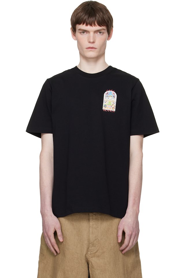 Casablanca — Black Tennis Landscape Short Sleeve T‑shirt
