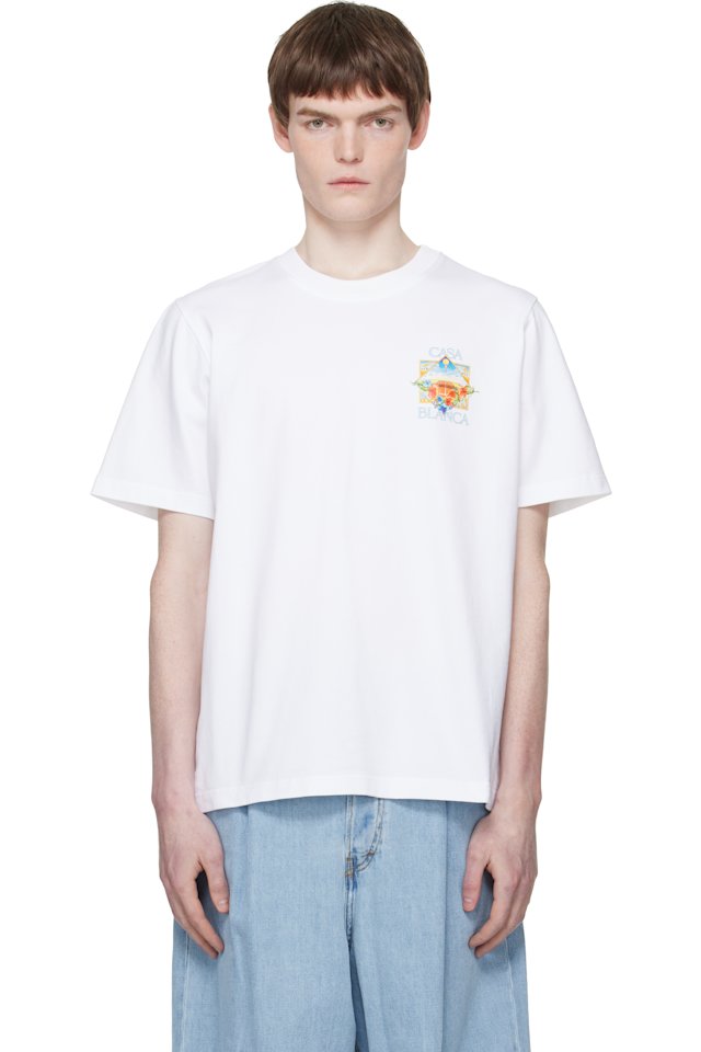 Casablanca — White Tennis Landscape Classic T‑shirt