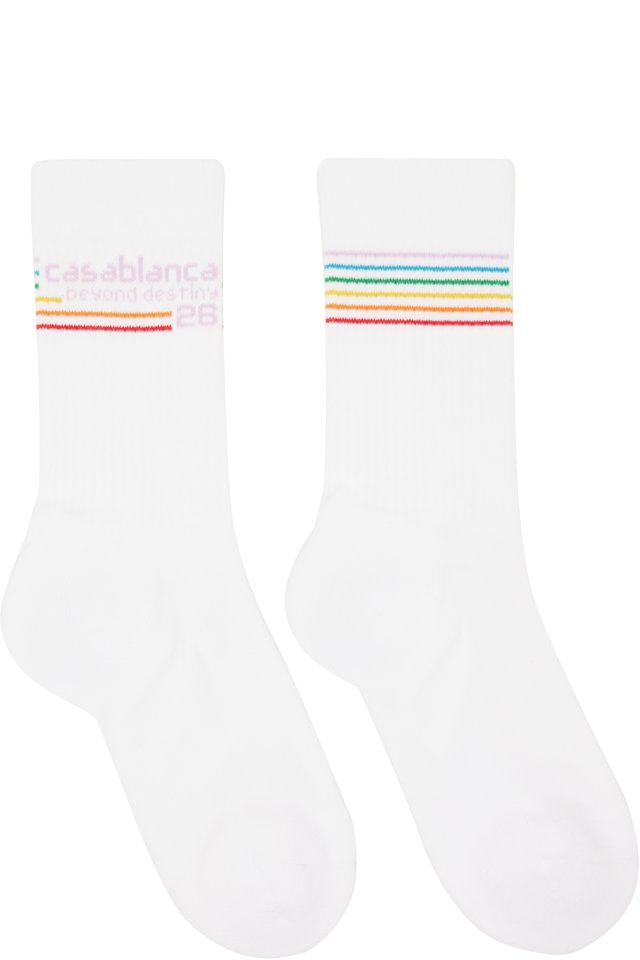 Casablanca — White Beyond Destiny Stripe Socks