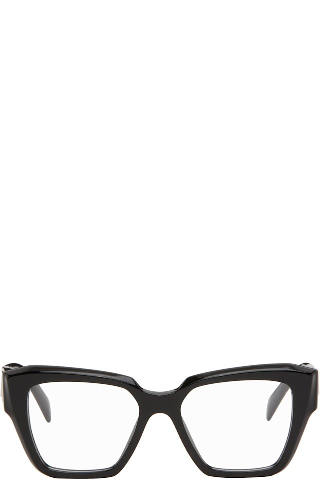 Prada Eyewear — Black Symbole Rectangle Acetate Glasses