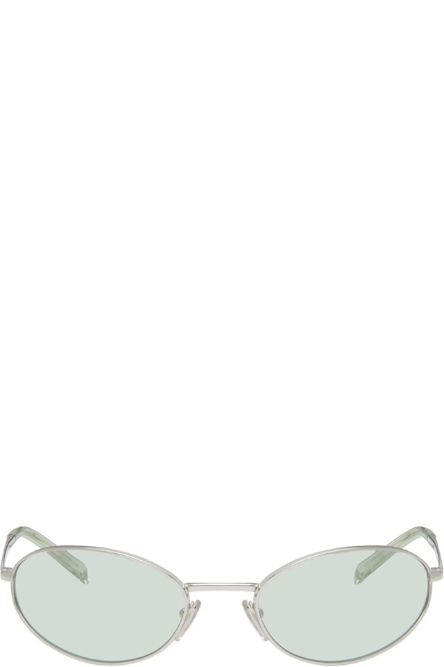 Prada Eyewear — Silver Metal Oval Sunglasses